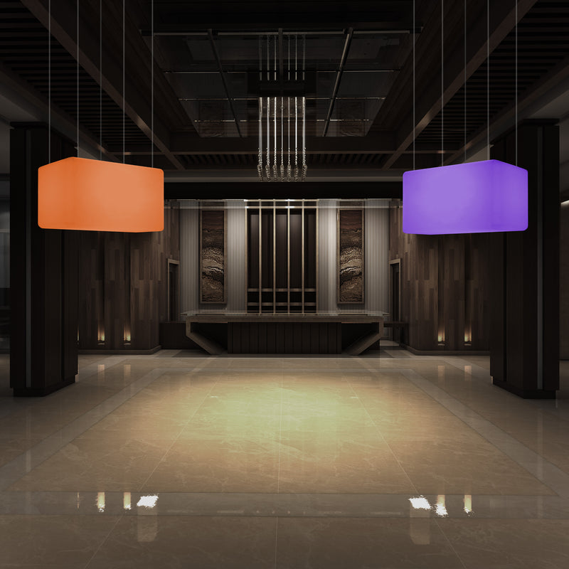 LED Linear Suspension Light, Modern Island RGB Ceiling Lamp, 55 x 35cm, Atmosphere Light