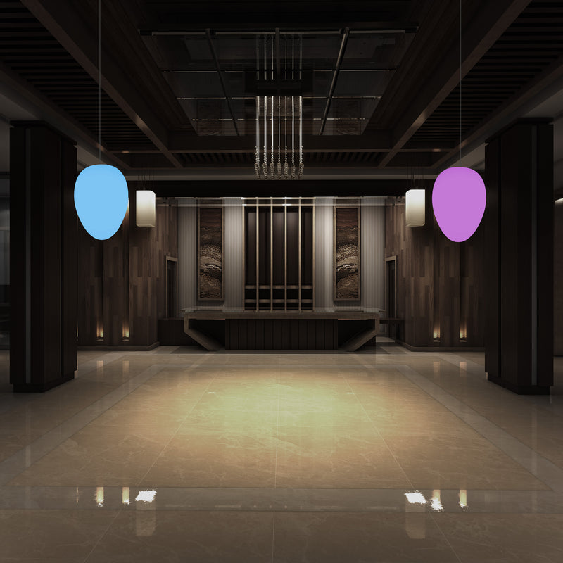 Designer RGB Pendant Hanging Light, Dimmable 37cm Multi Colour Egg Drop Suspension Lamp