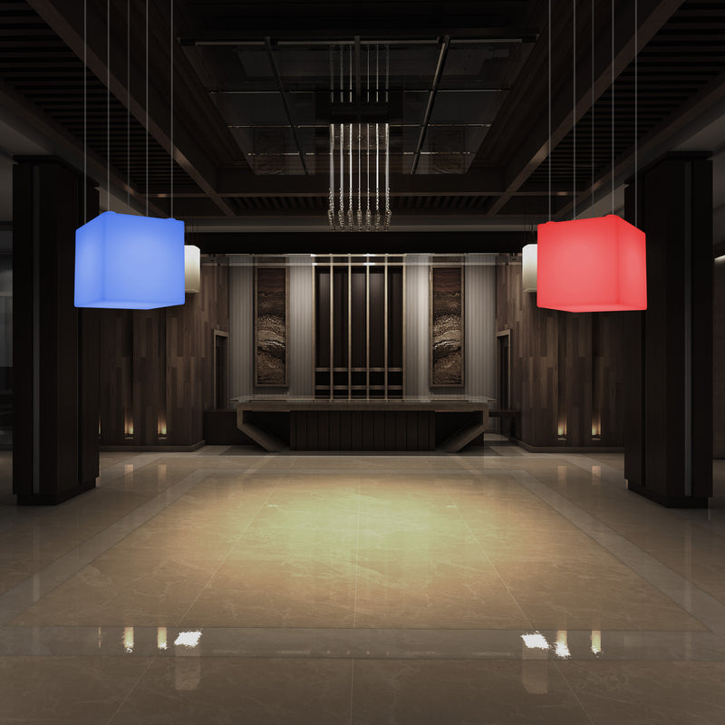 Cube LED Ceiling Light, Multi Colour Modern RGB Hanging Lamp, 400 mm, Ambient Lamp