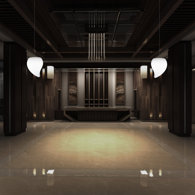 Designer LED Hanging Pendant Light, Unique Tear Drop E27 Suspended Ceiling Lamp, White