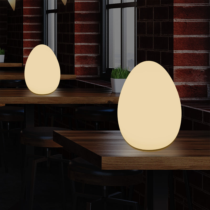 LED Table Lamp for Bedroom with Warm White E27 Bulb, Modern 37cm Egg Light