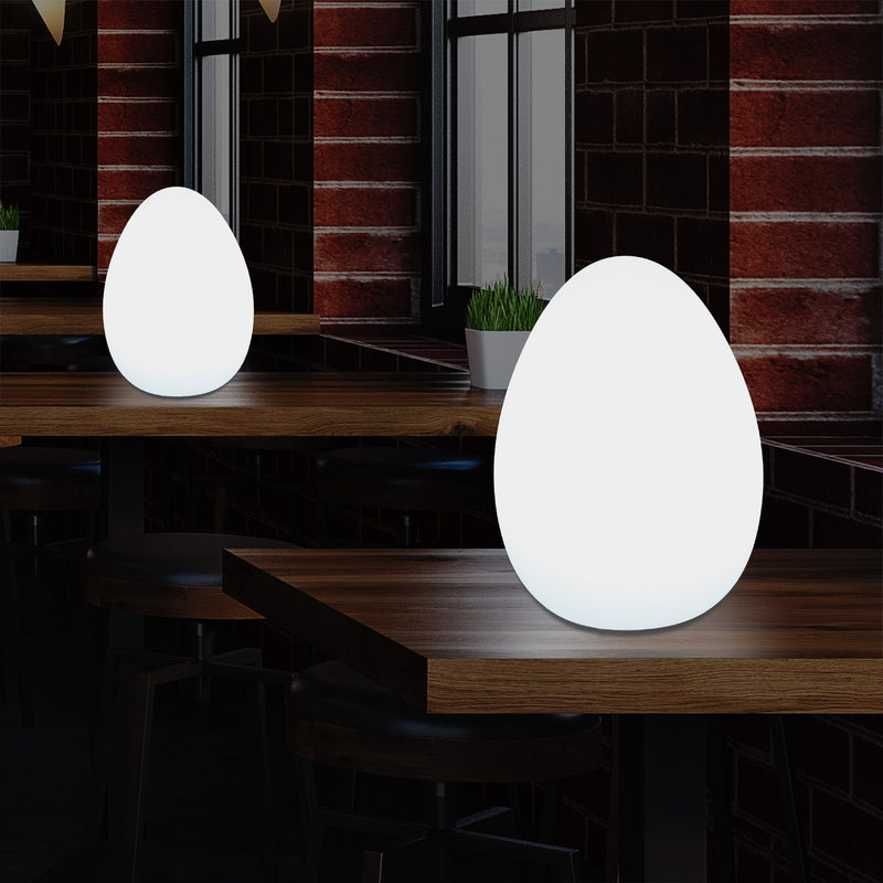 Modern E27 LED Table Lamp for Living Room, Bedroom, Office Desk, 37cm Egg Light, White