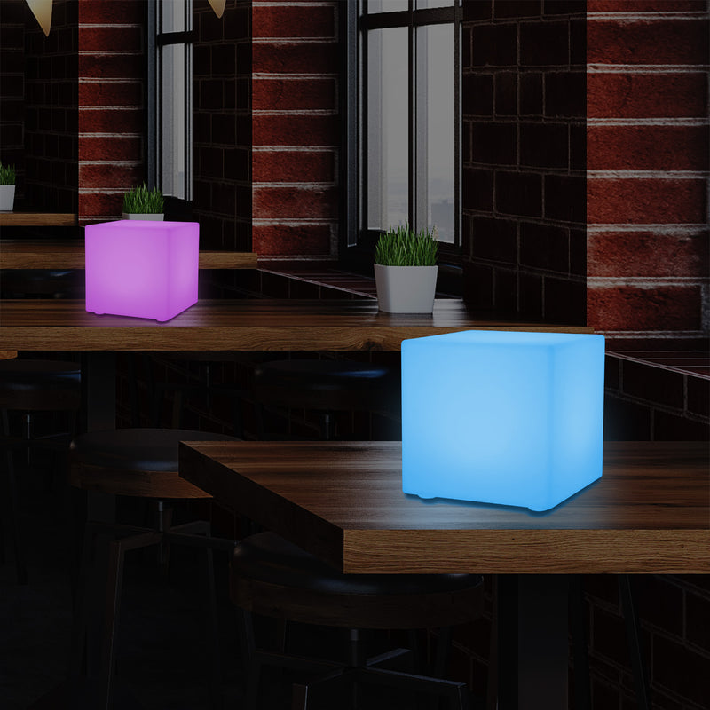 15cm LED Cube Bedside Night Lamp, Rechargeable RGB Modern Table Centre Lighting