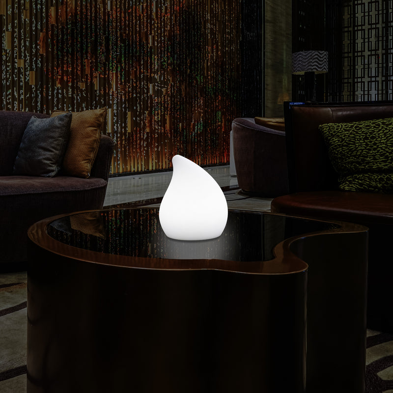 Unique LED Table Lamp for Living Room, 20cm Tall Decorative E27 Tear Drop Light, White