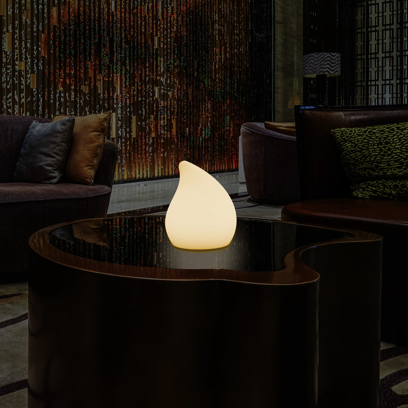 Designer LED Table Lamp for Bedroom, 20cm Tall Unique E27 Teardrop Light, Warm White