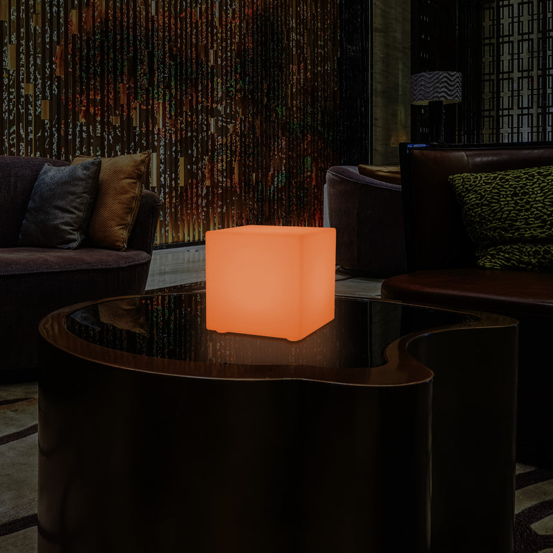 15cm LED Cube Bedside Night Lamp, Rechargeable RGB Modern Table Centre Lighting