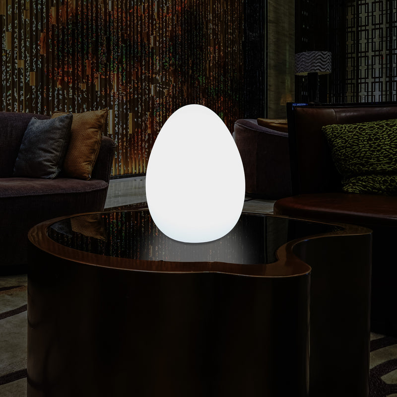 Modern E27 LED Table Lamp for Living Room, Bedroom, Office Desk, 37cm Egg Light, White