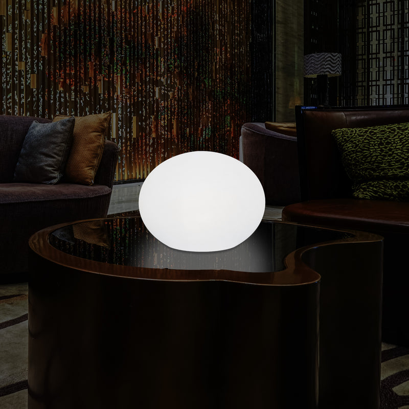 Decorative LED E27 Table Lamp, 3D Oval Ellipse Living Room Light, 27cm, White