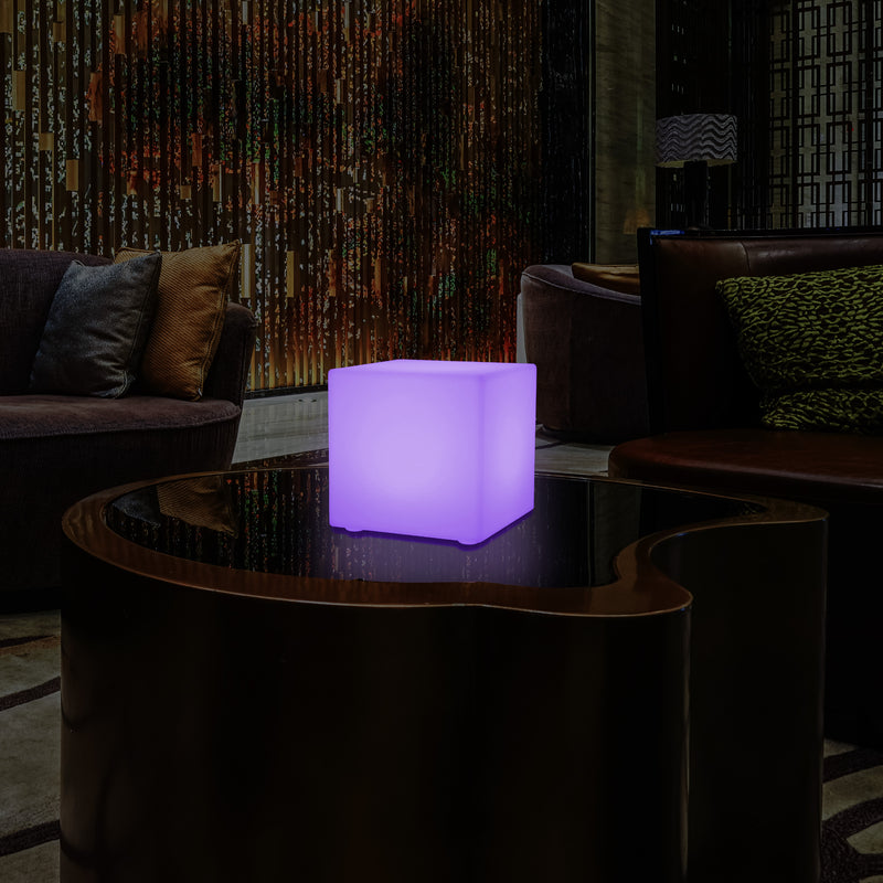 15cm LED Cube Bedside Night Lamp, Rechargeable RGB Modern Table Centre Lighting