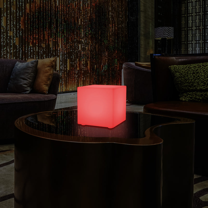 LED Mood Cube Night Light, Multi Colour Bedside Table Lamp, Battery Operated, 15cm