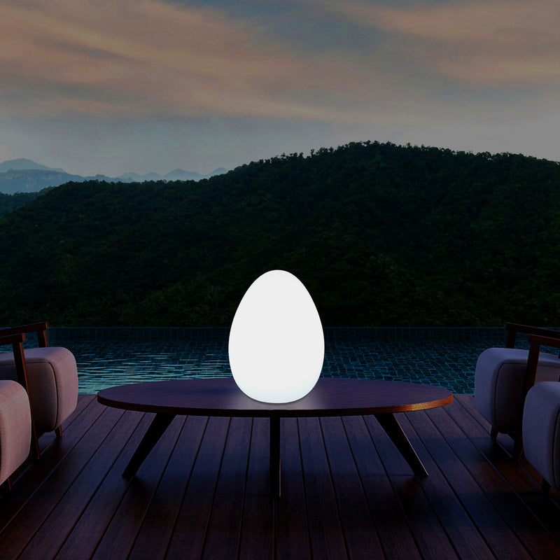 Modern E27 LED Table Lamp for Living Room, Bedroom, Office Desk, 37cm Egg Light, White