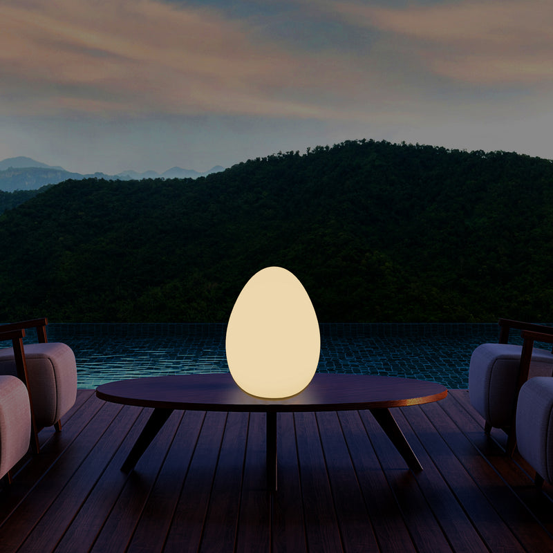 LED Table Lamp for Bedroom with Warm White E27 Bulb, Modern 37cm Egg Light