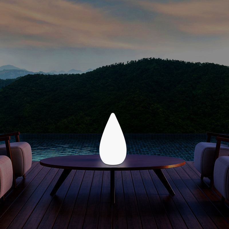 37cm Outdoor Waterdrop LED Garden Patio Light, Designer Multi Colour Table Floor Lamp