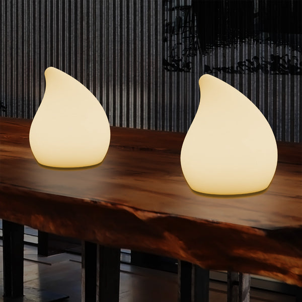 Designer LED Table Lamp for Bedroom, 20cm Tall Unique E27 Teardrop Light, Warm White