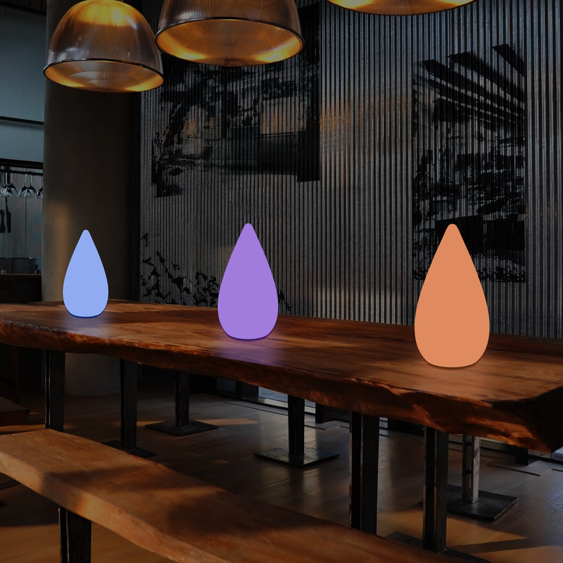 Unique Colour Changing LED Waterdrop Light, Dimmable RGB Table Floor Lamp, 37cm Tall