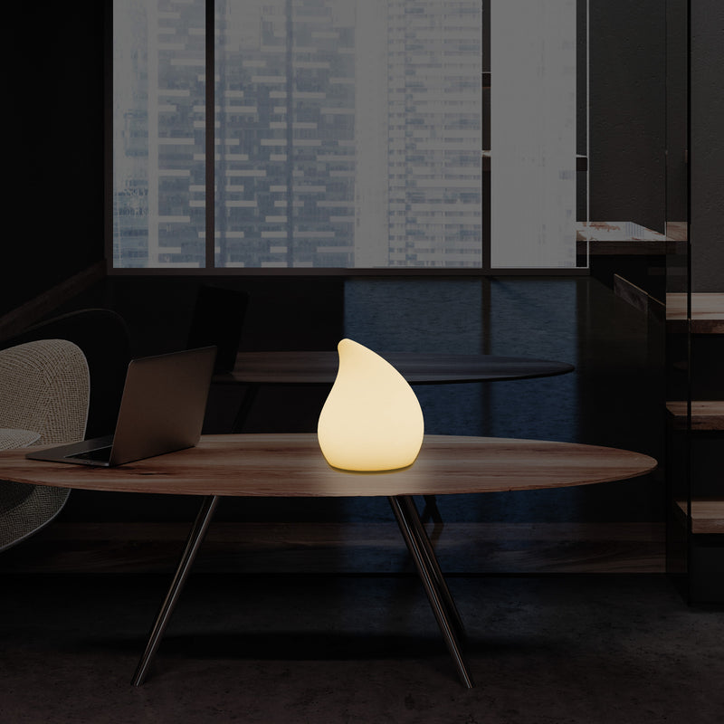 Designer LED Table Lamp for Bedroom, 20cm Tall Unique E27 Teardrop Light, Warm White