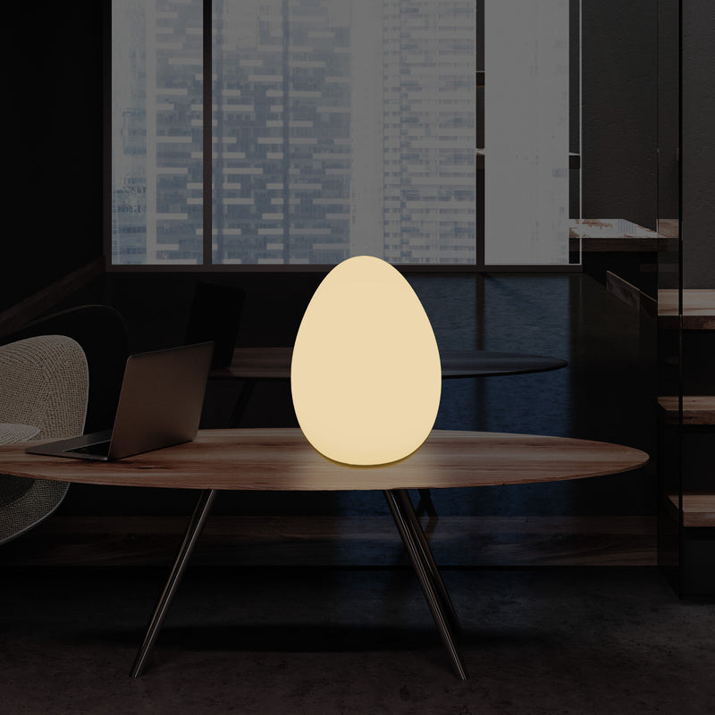 LED Table Lamp for Bedroom with Warm White E27 Bulb, Modern 37cm Egg Light