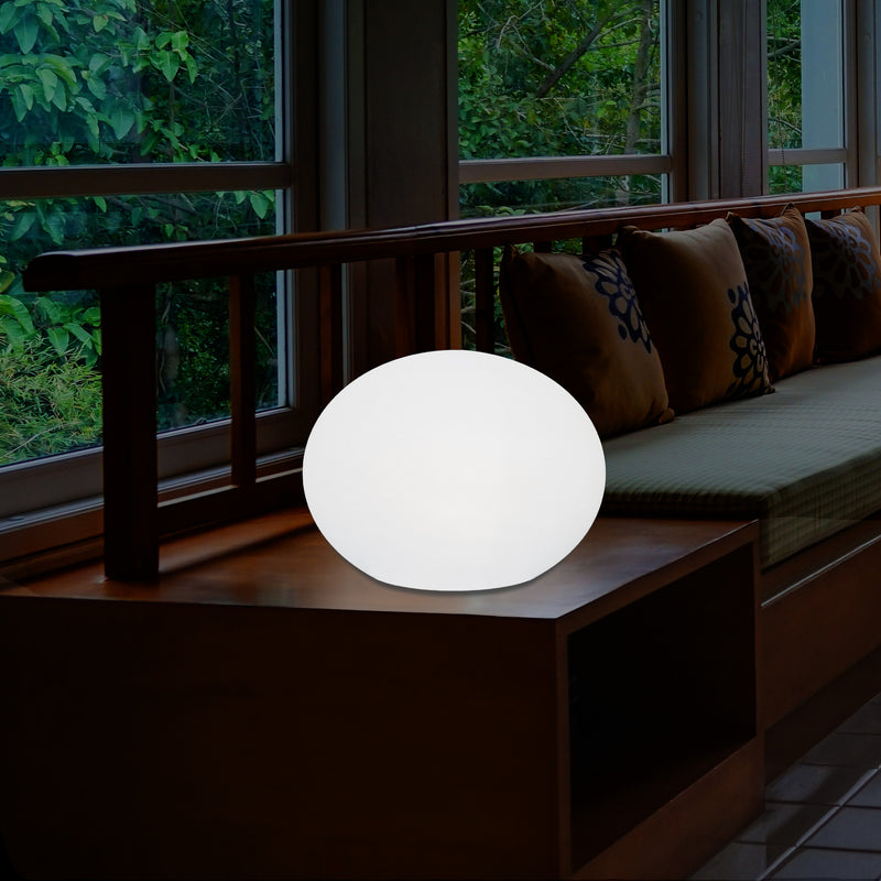 Decorative LED E27 Table Lamp, 3D Oval Ellipse Living Room Light, 27cm, White