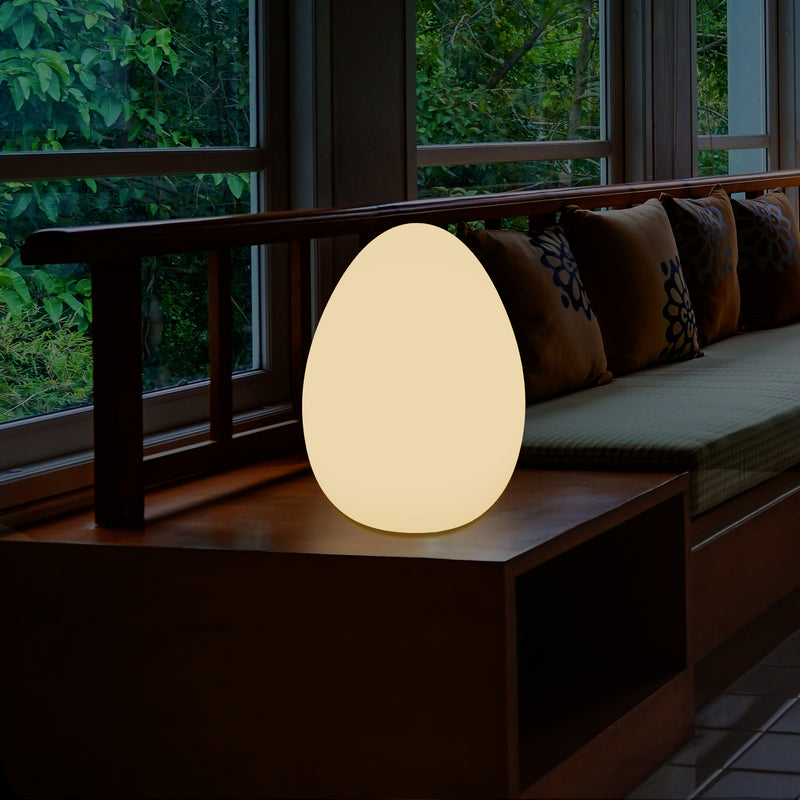 LED Table Lamp for Bedroom with Warm White E27 Bulb, Modern 37cm Egg Light