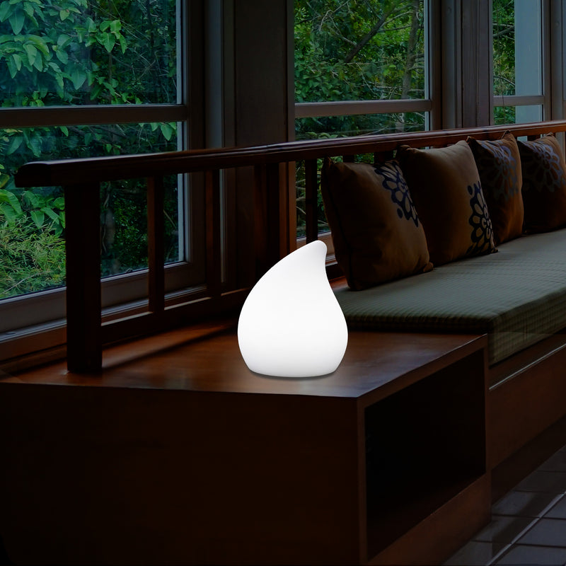 Unique LED Table Lamp for Living Room, 20cm Tall Decorative E27 Tear Drop Light, White