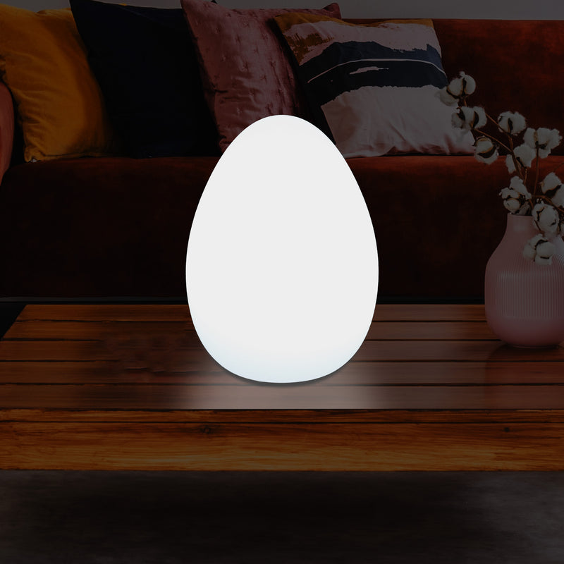 Modern E27 LED Table Lamp for Living Room, Bedroom, Office Desk, 37cm Egg Light, White