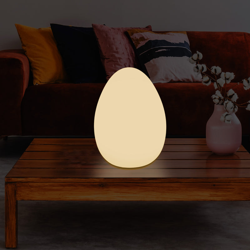 LED Table Lamp for Bedroom with Warm White E27 Bulb, Modern 37cm Egg Light