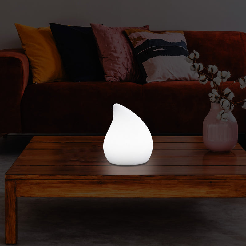 Unique LED Table Lamp for Living Room, 20cm Tall Decorative E27 Tear Drop Light, White