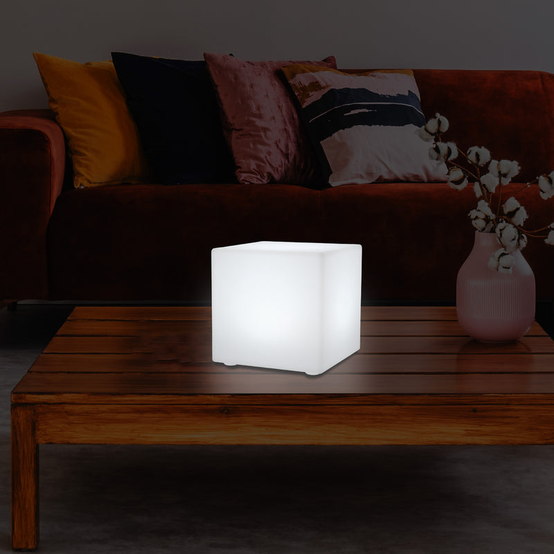 LED Mood Cube Night Light, Multi Colour Bedside Table Lamp, Battery Operated, 15cm