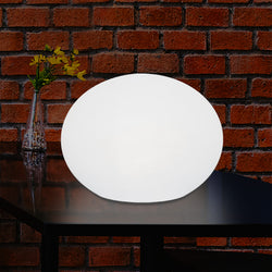 Decorative LED E27 Table Lamp, 3D Oval Ellipse Living Room Light, 27cm, White