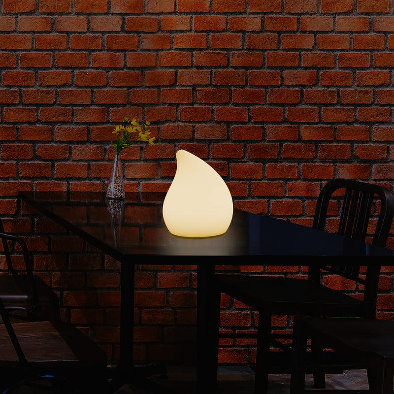 Designer LED Table Lamp for Bedroom, 20cm Tall Unique E27 Teardrop Light, Warm White