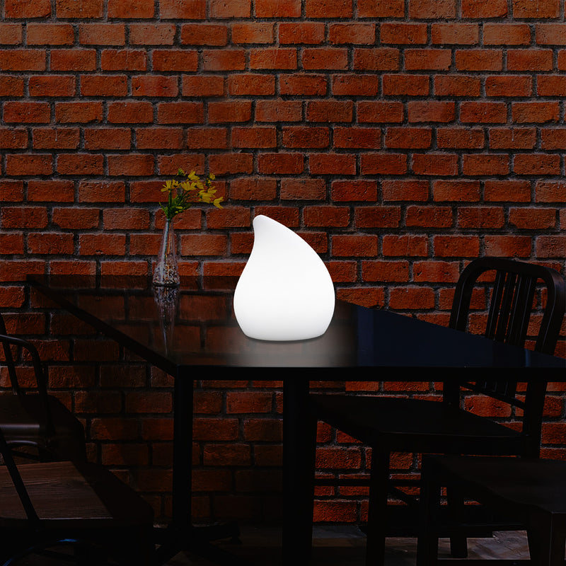 Unique LED Table Lamp for Living Room, 20cm Tall Decorative E27 Tear Drop Light, White