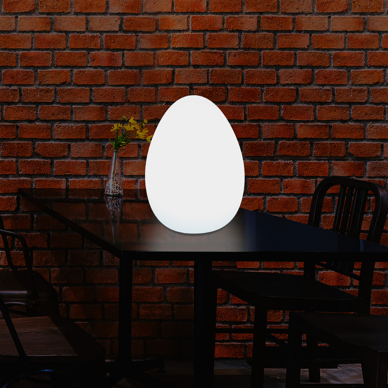 Modern E27 LED Table Lamp for Living Room, Bedroom, Office Desk, 37cm Egg Light, White