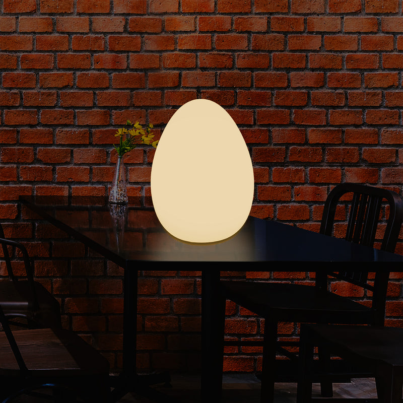 LED Table Lamp for Bedroom with Warm White E27 Bulb, Modern 37cm Egg Light