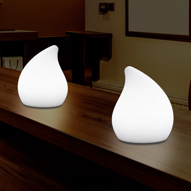 Unique LED Table Lamp for Living Room, 20cm Tall Decorative E27 Tear Drop Light, White