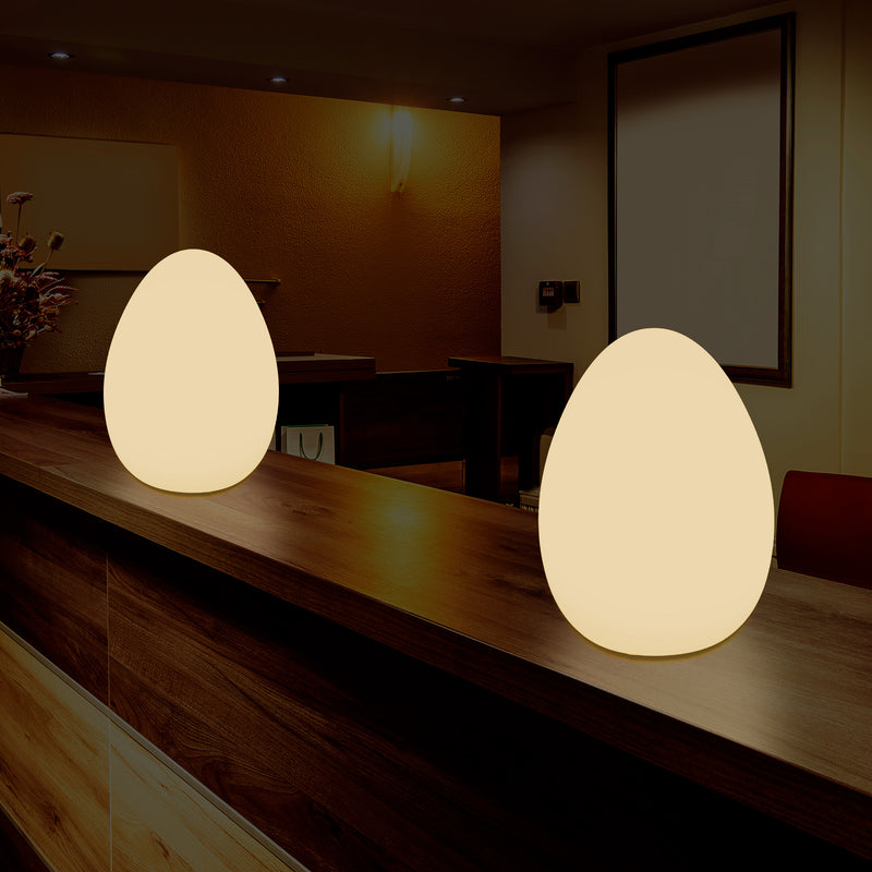 LED Table Lamp for Bedroom with Warm White E27 Bulb, Modern 37cm Egg Light