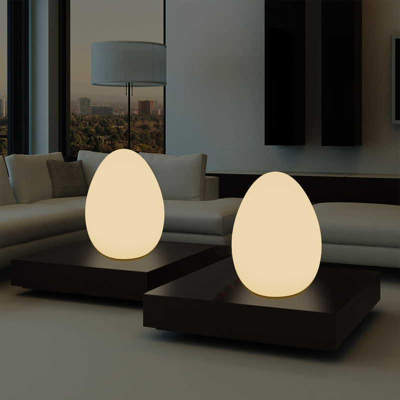 LED Table Lamp for Bedroom with Warm White E27 Bulb, Modern 37cm Egg Light