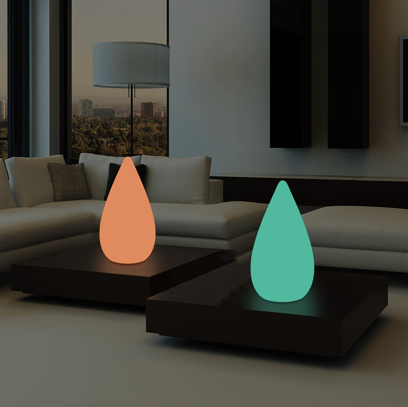 Unique Colour Changing LED Waterdrop Light, Dimmable RGB Table Floor Lamp, 37cm Tall