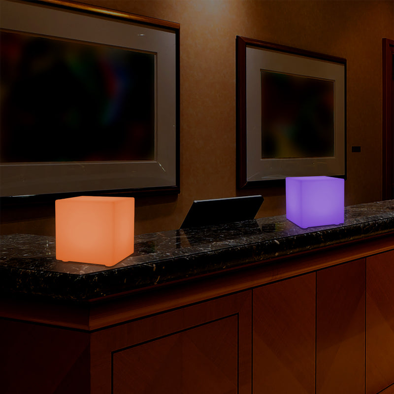 LED Mood Cube Night Light, Multi Colour Bedside Table Lamp, Battery Operated, 15cm