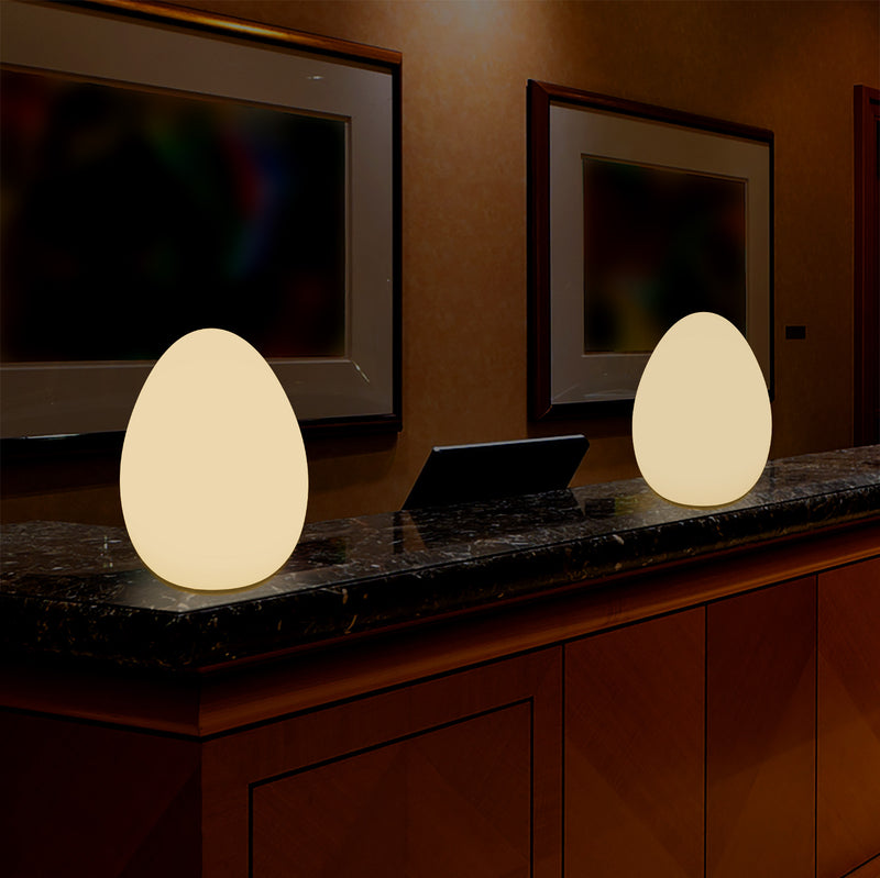 LED Table Lamp for Bedroom with Warm White E27 Bulb, Modern 37cm Egg Light