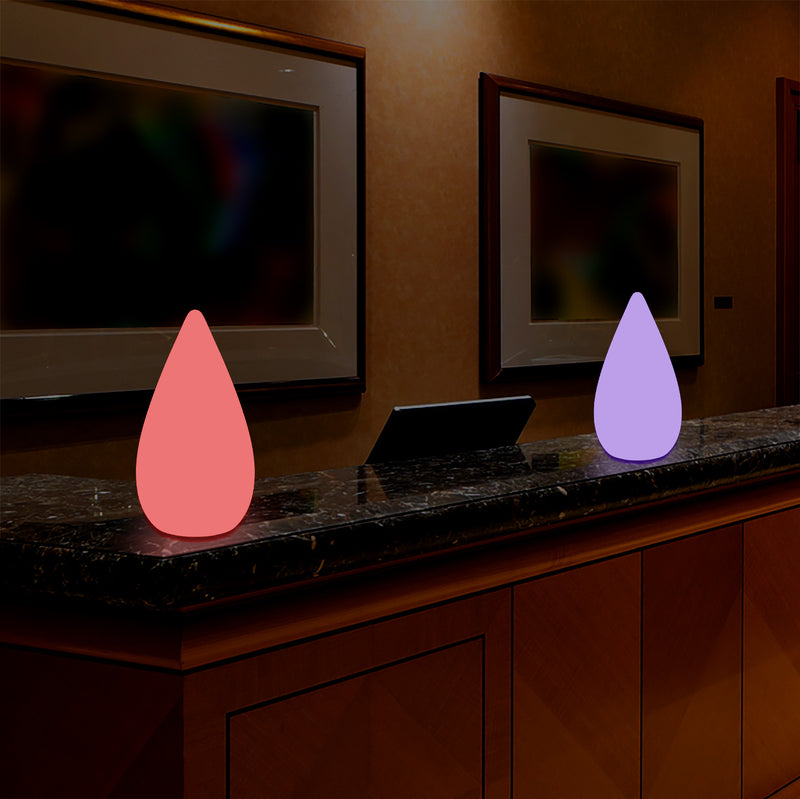 Unique Colour Changing LED Waterdrop Light, Dimmable RGB Table Floor Lamp, 37cm Tall