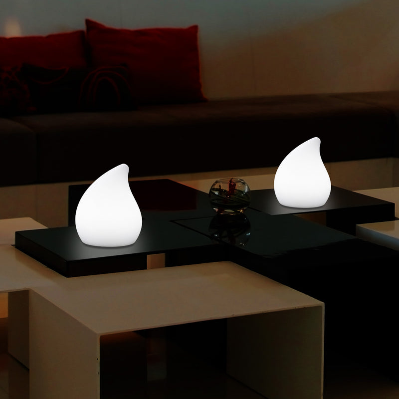 Unique LED Table Lamp for Living Room, 20cm Tall Decorative E27 Tear Drop Light, White