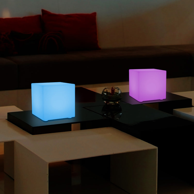 LED Mood Cube Night Light, Multi Colour Bedside Table Lamp, Battery Operated, 15cm