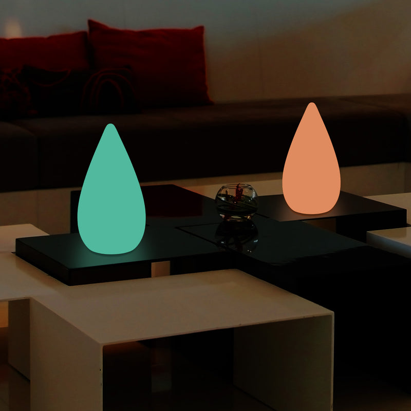 Unique Colour Changing LED Waterdrop Light, Dimmable RGB Table Floor Lamp, 37cm Tall