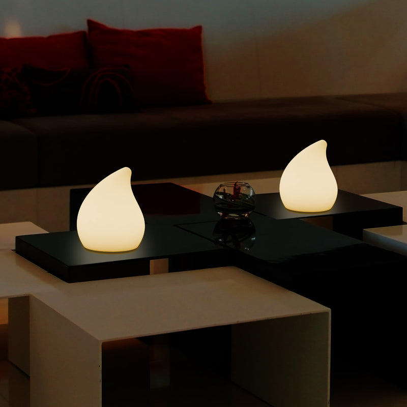 Designer LED Table Lamp for Bedroom, 20cm Tall Unique E27 Teardrop Light, Warm White