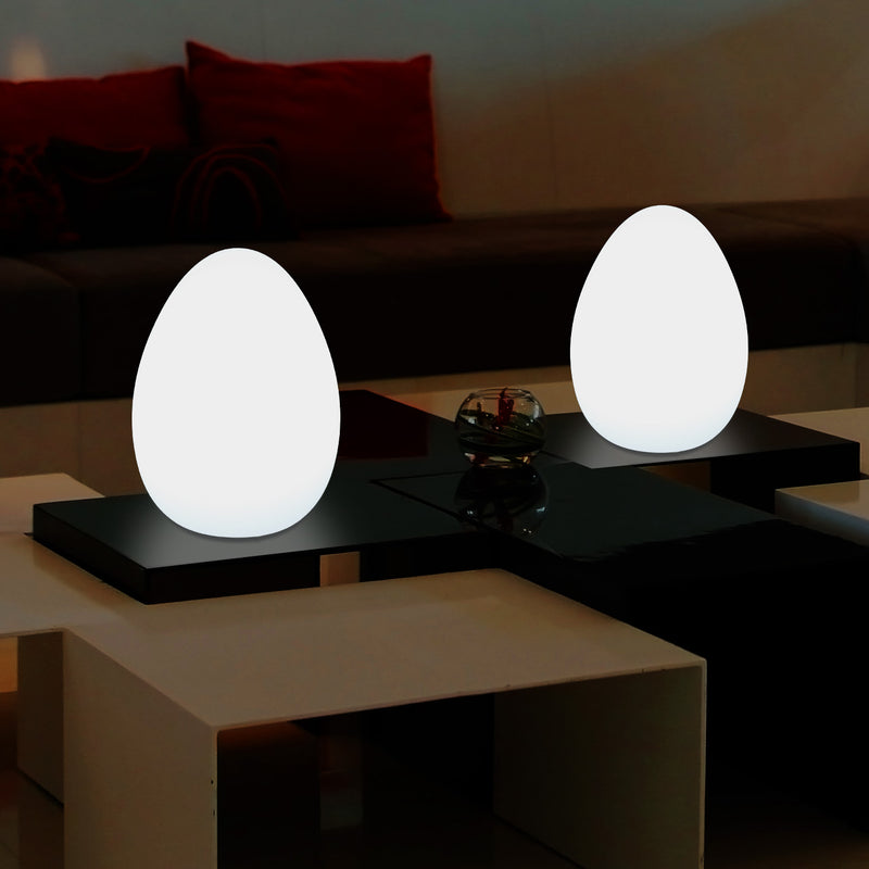 Modern E27 LED Table Lamp for Living Room, Bedroom, Office Desk, 37cm Egg Light, White