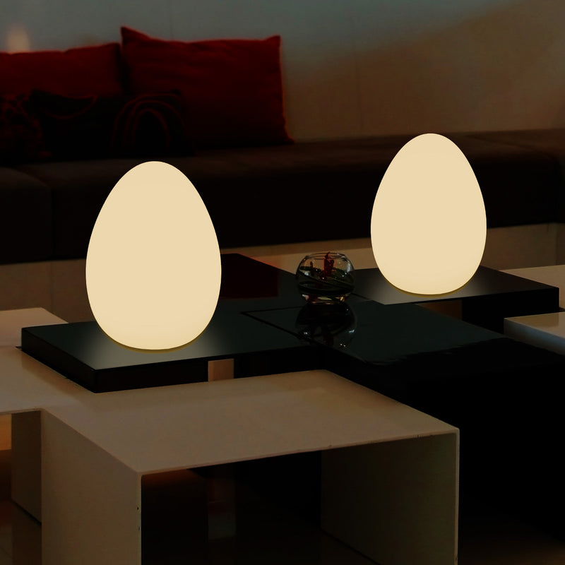 LED Table Lamp for Bedroom with Warm White E27 Bulb, Modern 37cm Egg Light