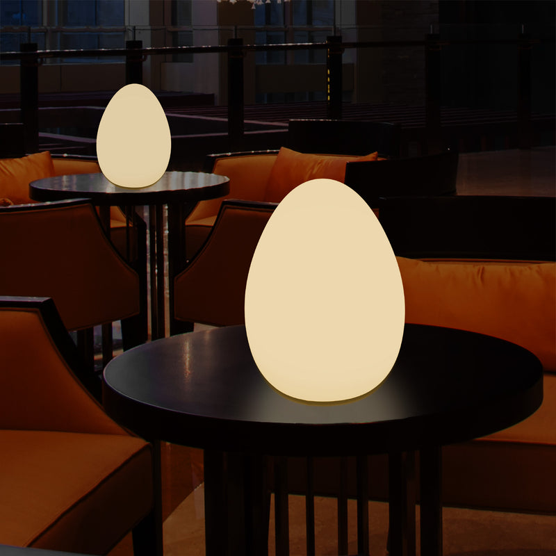 LED Table Lamp for Bedroom with Warm White E27 Bulb, Modern 37cm Egg Light