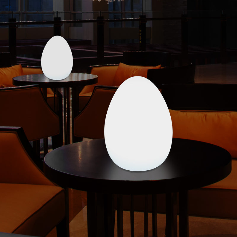 Modern E27 LED Table Lamp for Living Room, Bedroom, Office Desk, 37cm Egg Light, White