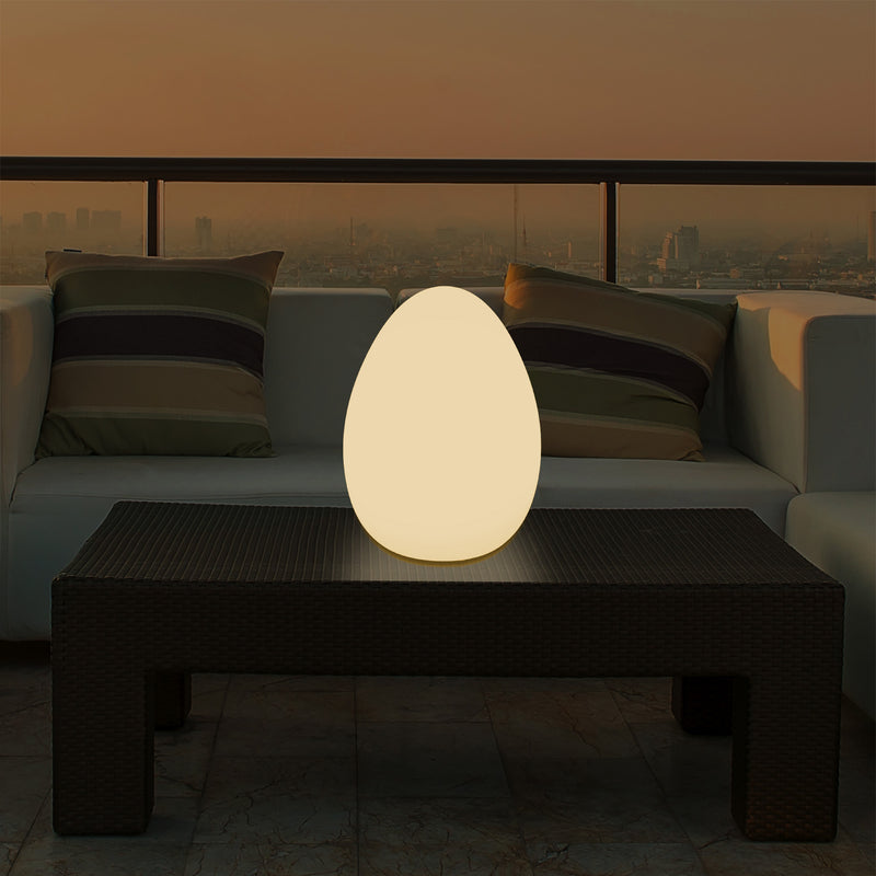 LED Table Lamp for Bedroom with Warm White E27 Bulb, Modern 37cm Egg Light