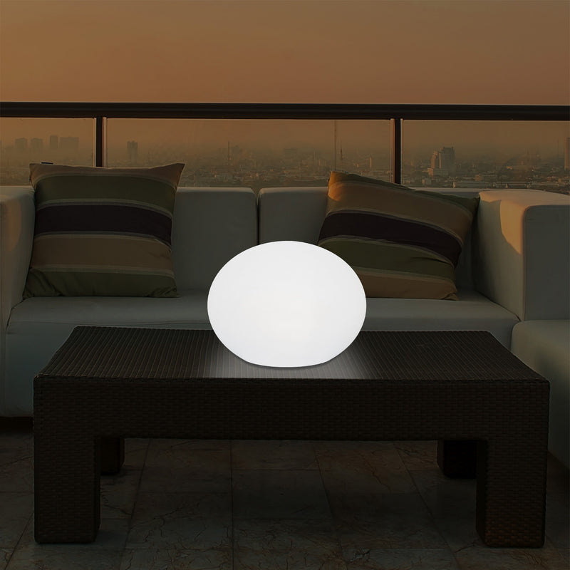 Decorative LED E27 Table Lamp, 3D Oval Ellipse Living Room Light, 27cm, White